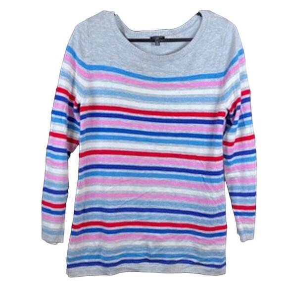 Talbots Women Sweater Multicolor Striped Long Sleeve Cotton Blend Stretch MP - Picture 1 of 13